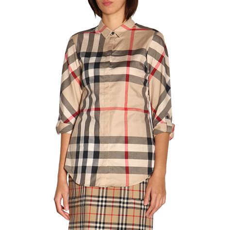 camocia donna burberry quadriazzurri|Burberry .